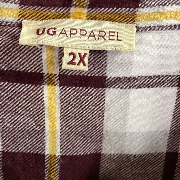 UG APPAREL Women’s 2X Boyfriend Plaid Flannel Button Down Shirt Arizona State - Picture 4 of 10